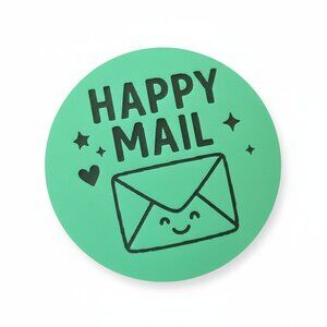 Happy Mail Stickers 2” Round Green Matte 200 Small Business Packaging Labels